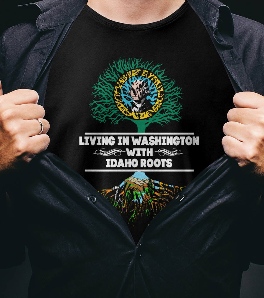 Situated In Washington Highlighting Deep Idaho Roots With Wrestling Emblem And Tree T-Shirt