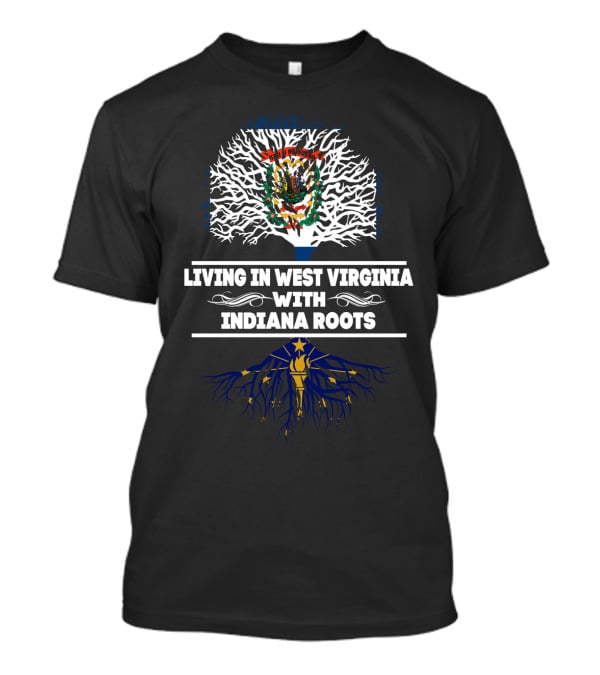 West Virginia Living Embracing Indiana Roots Tree Design With State Symbols T-Shirt