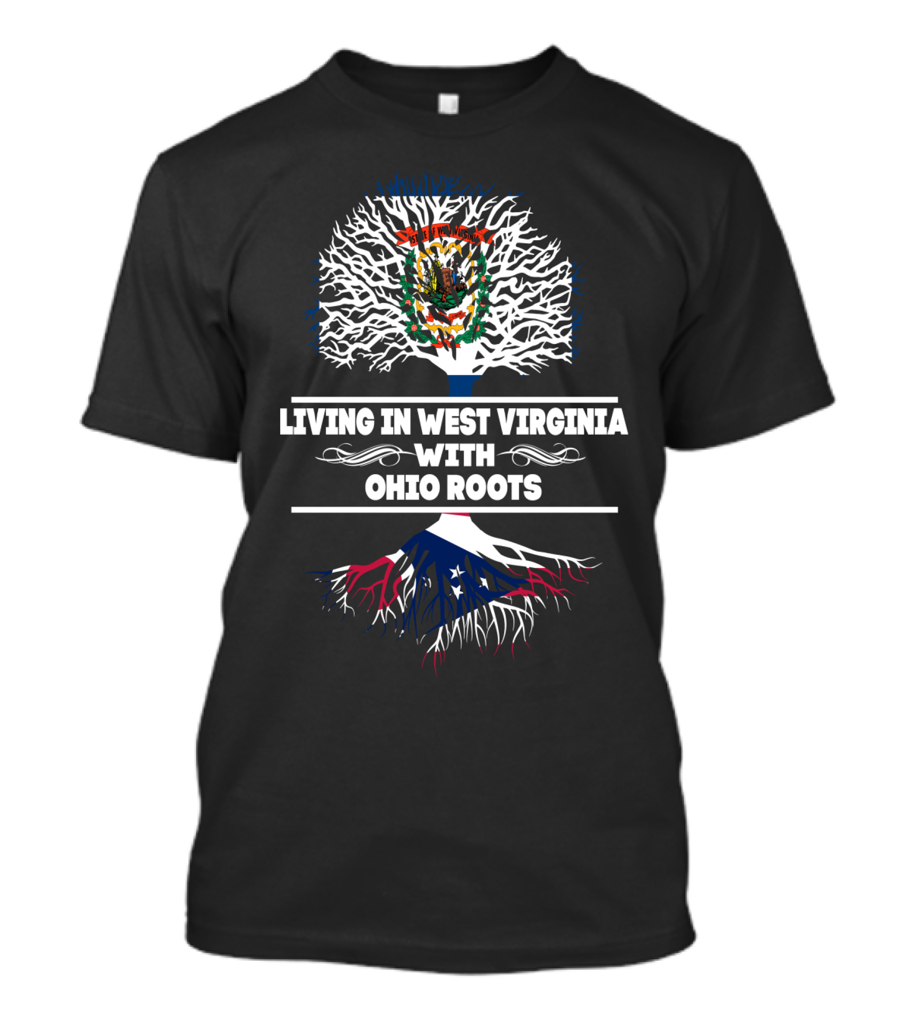 West Virginia Living Ohio Roots State Flag Tree T-Shirt
