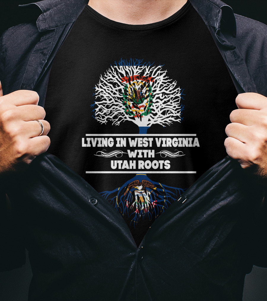 Living In West Virginia With Deep Utah Roots And State Seal Symbolism T-Shirt
