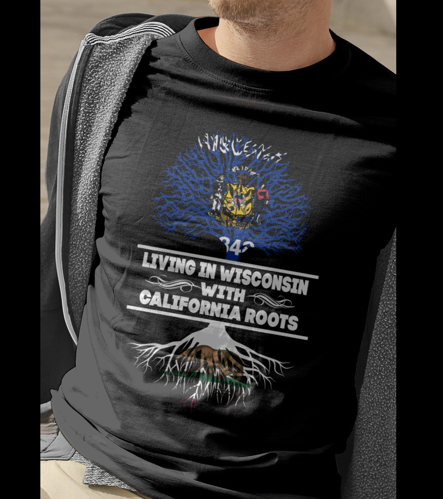 Wisconsin Proud Bear Representing California Connection Through Roots T-Shirt