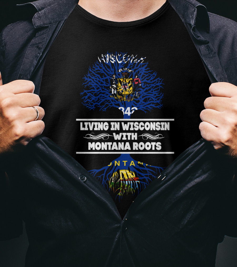 Wisconsin Pride United By Montana Roots State Seals T-Shirt