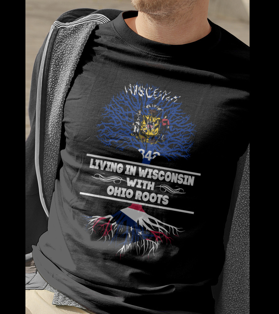 Wisconsin Living Ohio Roots Emblematic Flag Tree T-Shirt