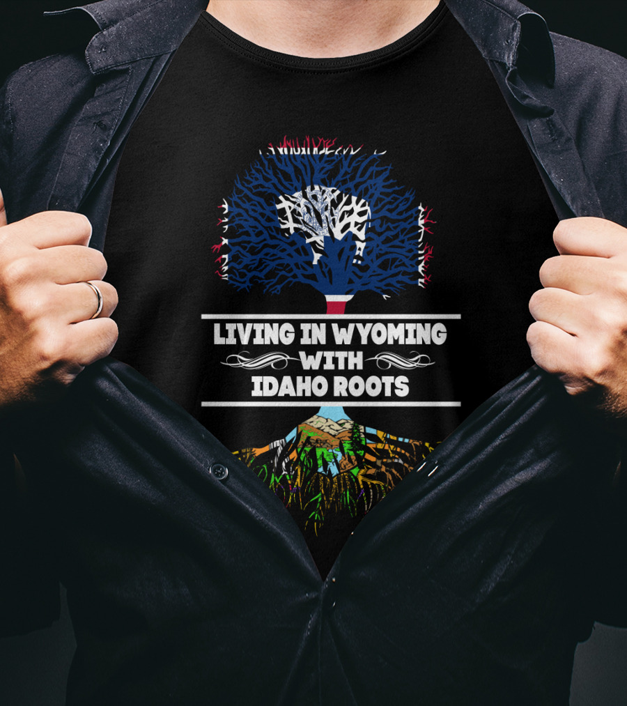 Wyoming Living Idaho Roots Tree Design With State Flags Symbolism T-Shirt