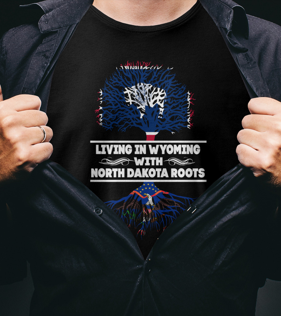 Wyoming Life Embraced With Deep North Dakota Heritage Featuring Bold Tree And Eagle T-Shirt