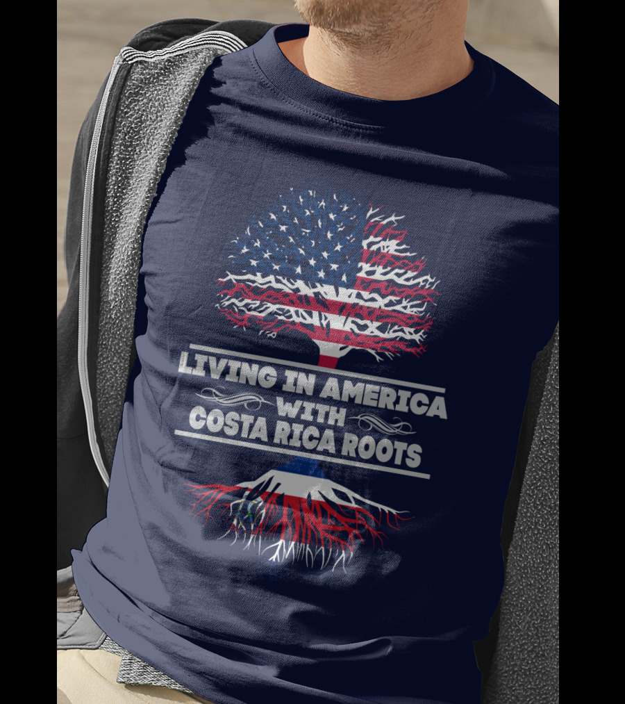 Living In America With Costa Rica Roots Patriotic Tree T-Shirt