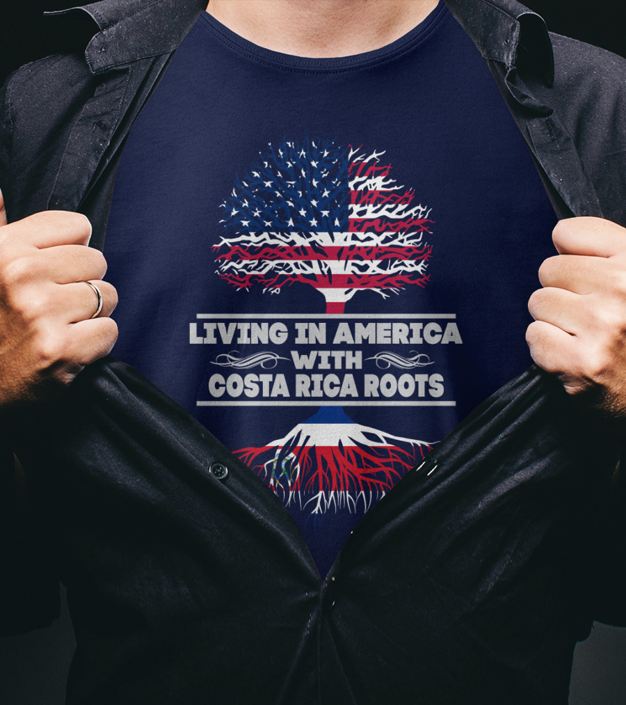 Living In America With Costa Rica Roots Patriotic Tree T-Shirt