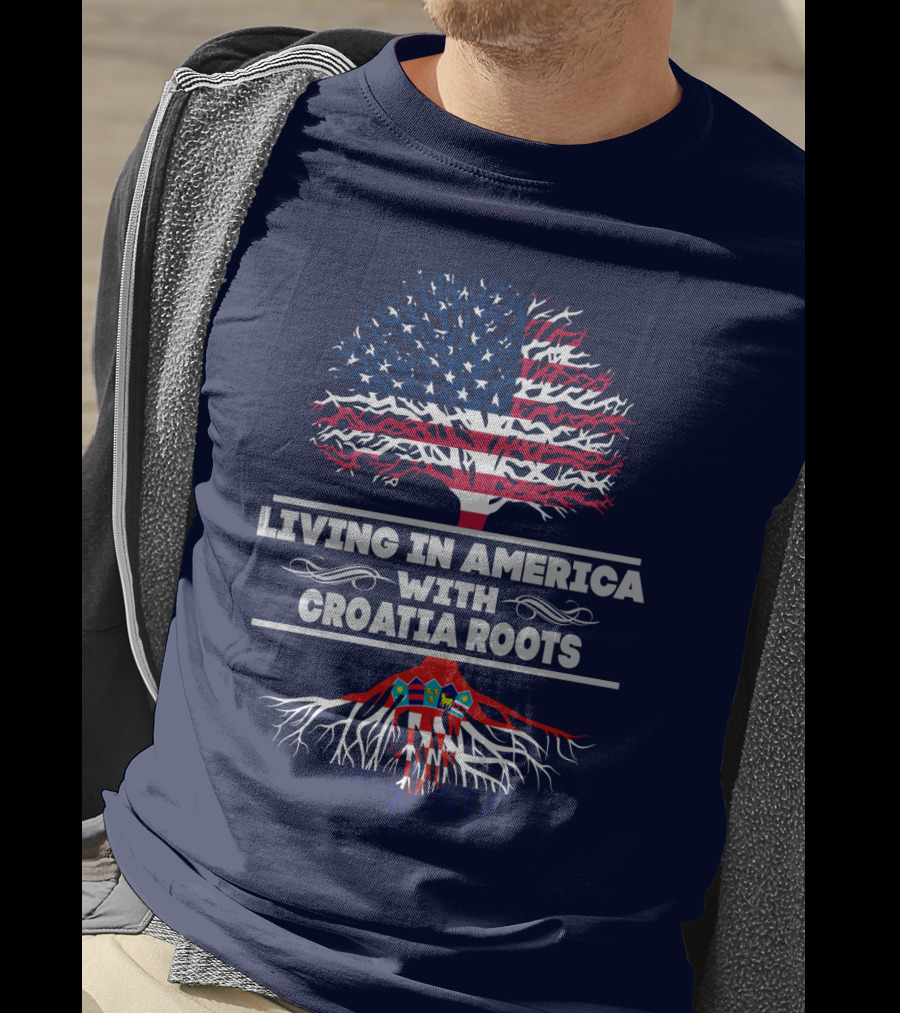 Living IN America With Croatia Roots USA Flag Tree T-Shirt