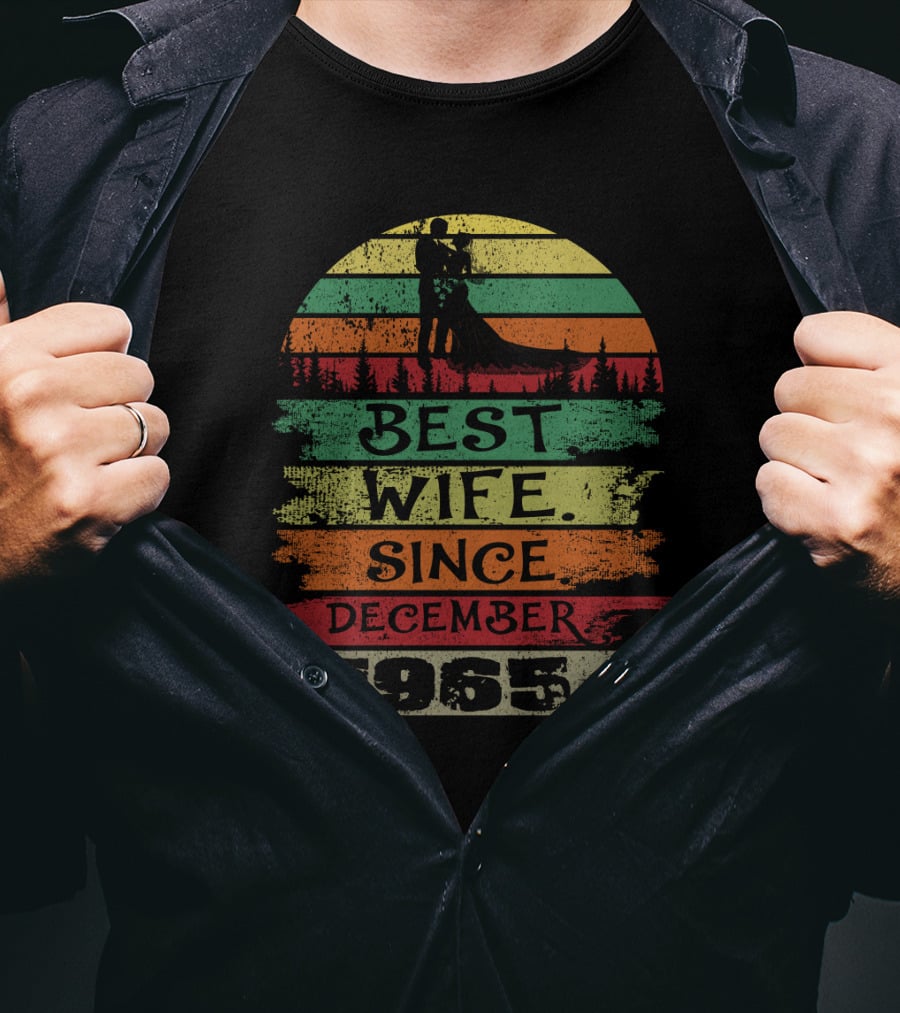 Best Wife Since December 1965 Retro Sunset T-Shirt
