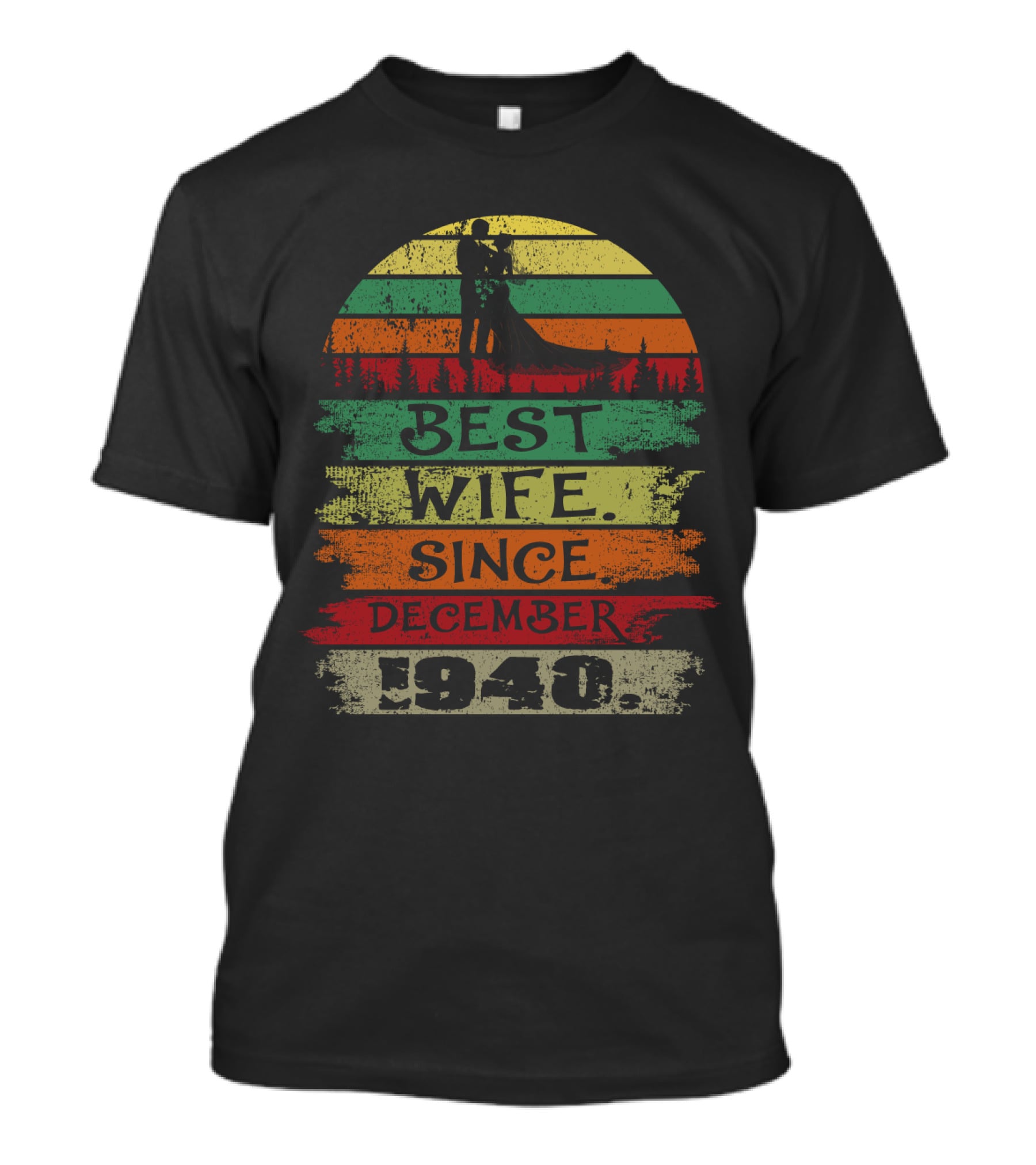 Best Wife Since December 1940 Vintage Retro Sunset T-Shirt