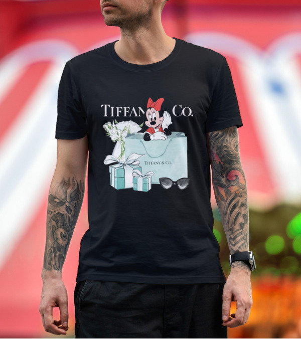 Premium T-Shirt: Tiffany and Co Minnie Mouse Bag Flowers Sunglasses T-Shirt Tiffany and Co Minnie Mouse Bag Flowers Sunglasses T-Shirt
