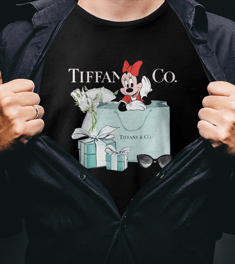 Tiffany And Co Minnie Mouse Bag Flowers Sunglasses T-Shirt