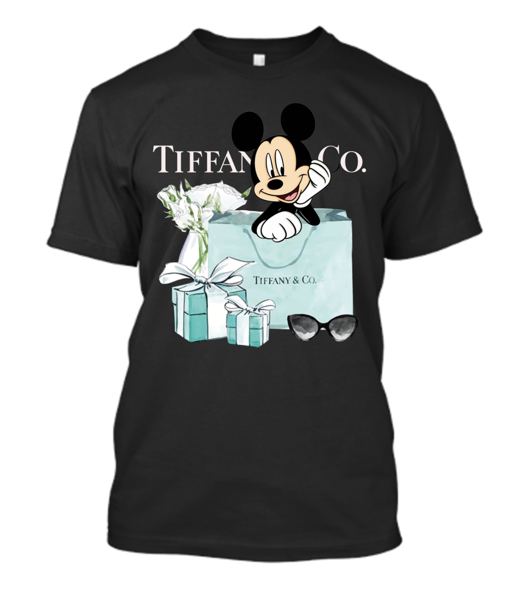 Tiffany And Co Mickey Mouse With Gift Boxes And Flowers T-Shirt