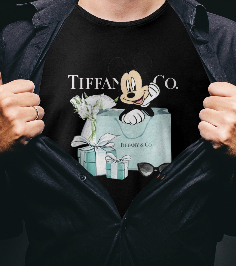 Tiffany And Co Mickey Mouse With Gift Boxes And Flowers T-Shirt