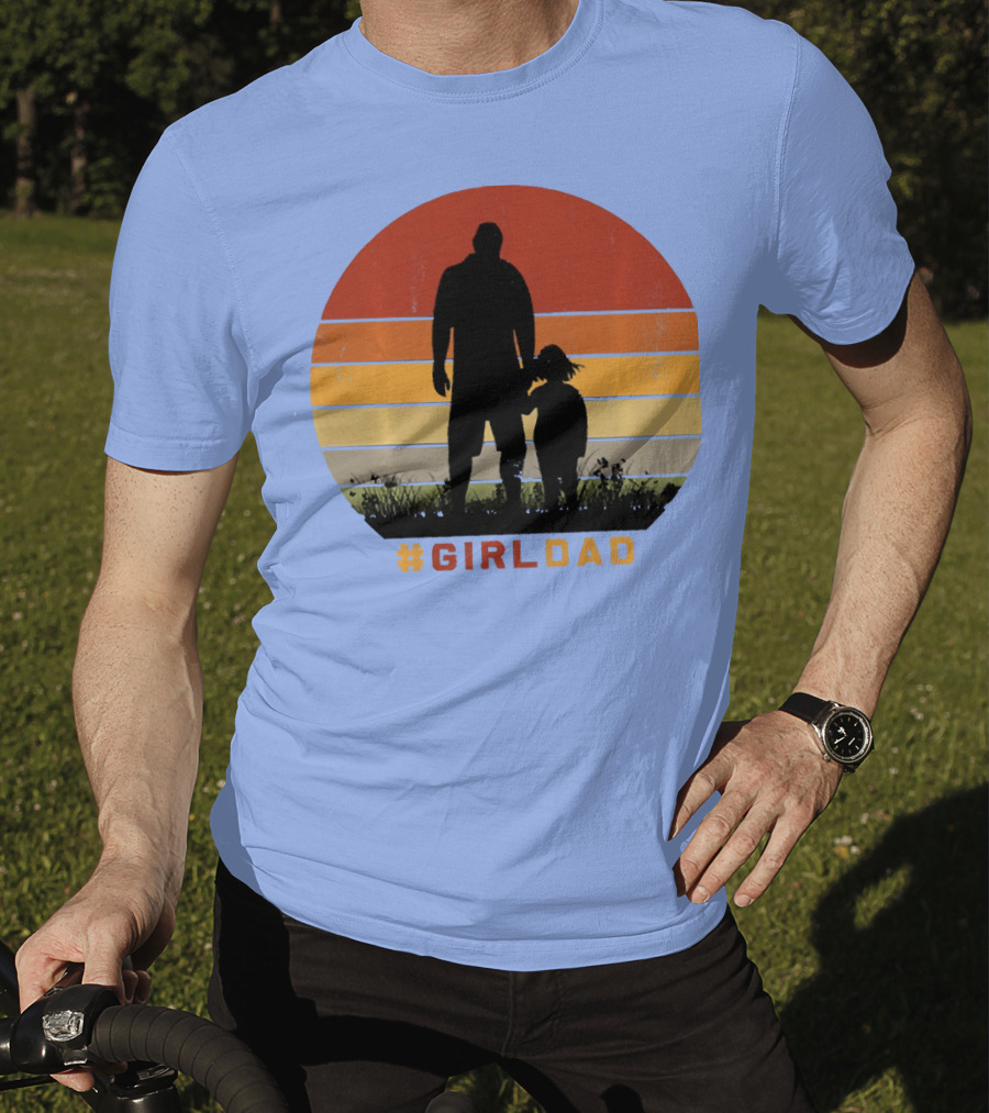 GirlDad Vintage Silhouette With Sunset Stripes T-Shirt