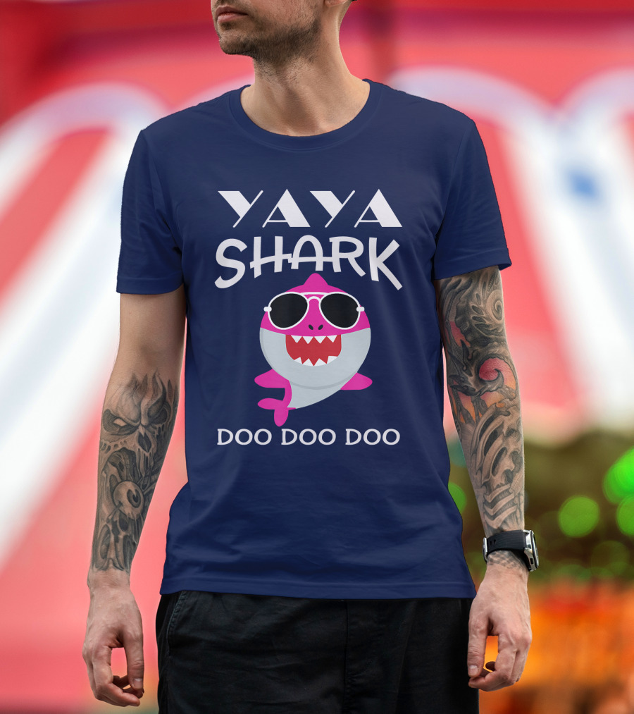 Yaya Shark Doo Doo Doo Sunglasses Cartoon T-Shirt