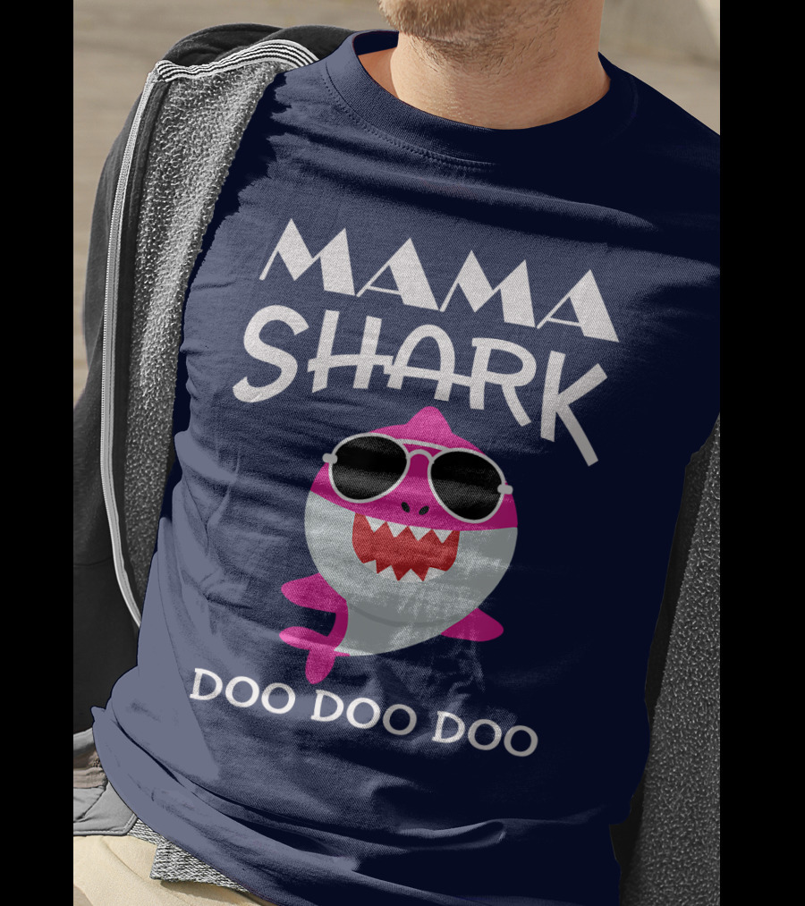 Mama Shark Doo Doo Doo Sunglasses Cartoon T-Shirt