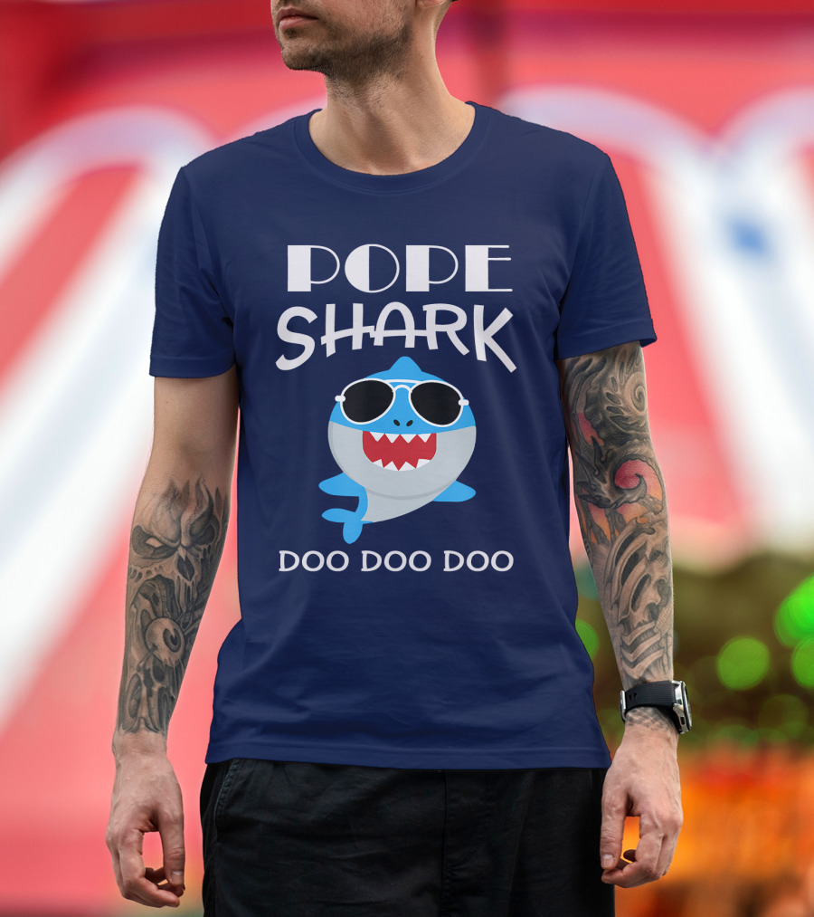 Pope Shark Doo Doo Doo Sunglasses Bite T-Shirt