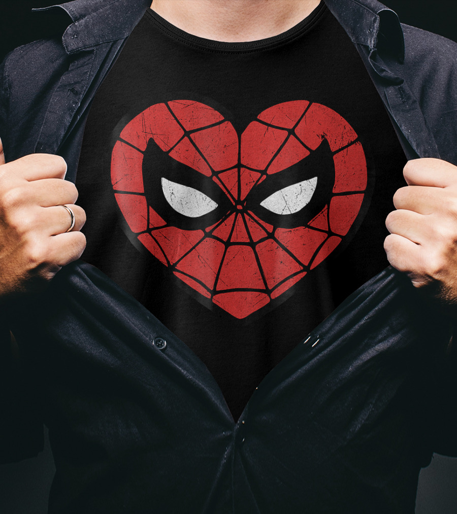 Marvel Spider Man Heart Face Mask Valentines T-Shirt
