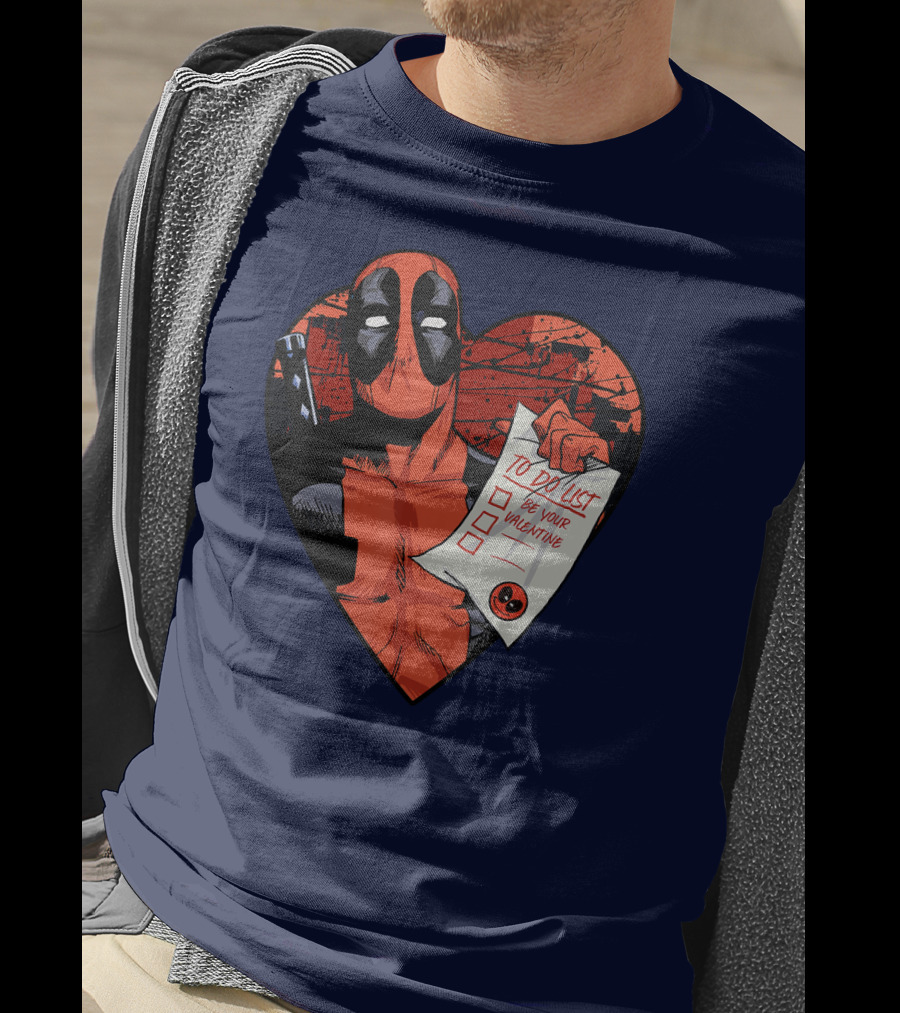 Marvel Deadpool Be Your Valentine To Do List Heart T-Shirt