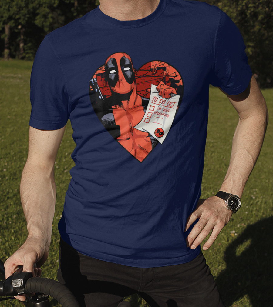 Marvel Deadpool Be Your Valentine To Do List Heart T-Shirt