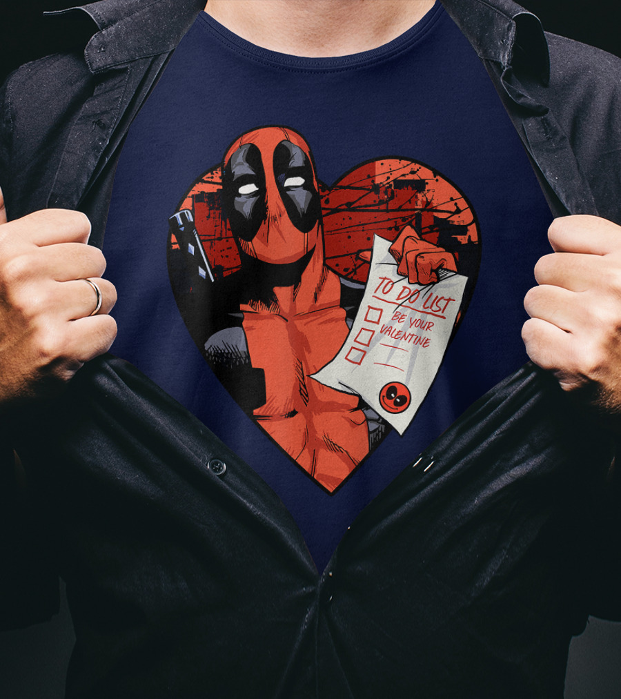 Marvel Deadpool Be Your Valentine To Do List Heart T-Shirt
