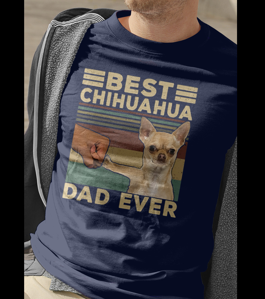 Best Chihuahua Dad Ever Vintage Retro Fist Bump T-Shirt
