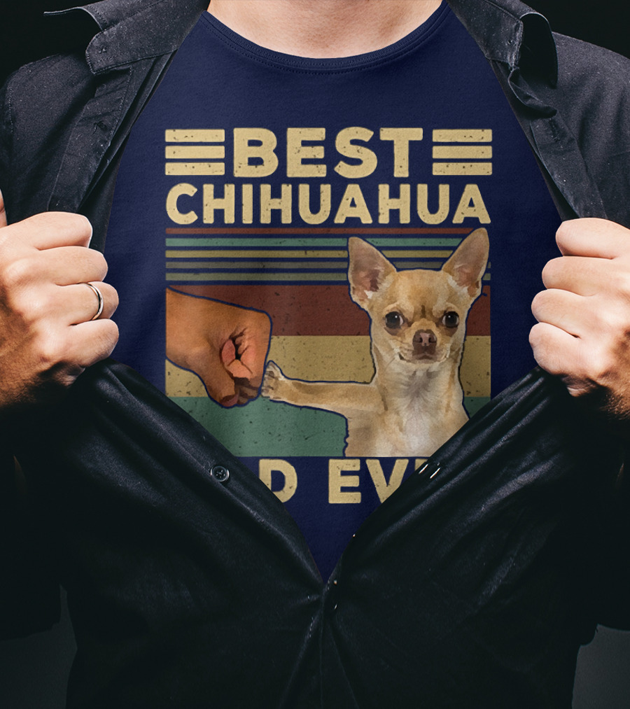 Best Chihuahua Dad Ever Vintage Retro Fist Bump T-Shirt