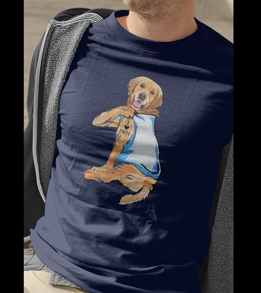 Golden Retriever Dog Tattoo 'I Love Mom' Trendy Ideas For Women T-Shirt
