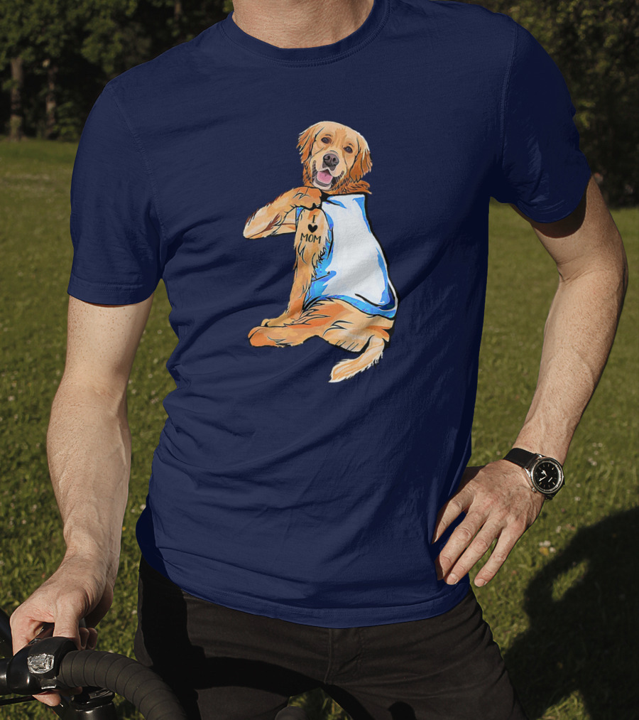 Golden Retriever Dog Tattoo 'I Love Mom' Trendy Ideas For Women T-Shirt
