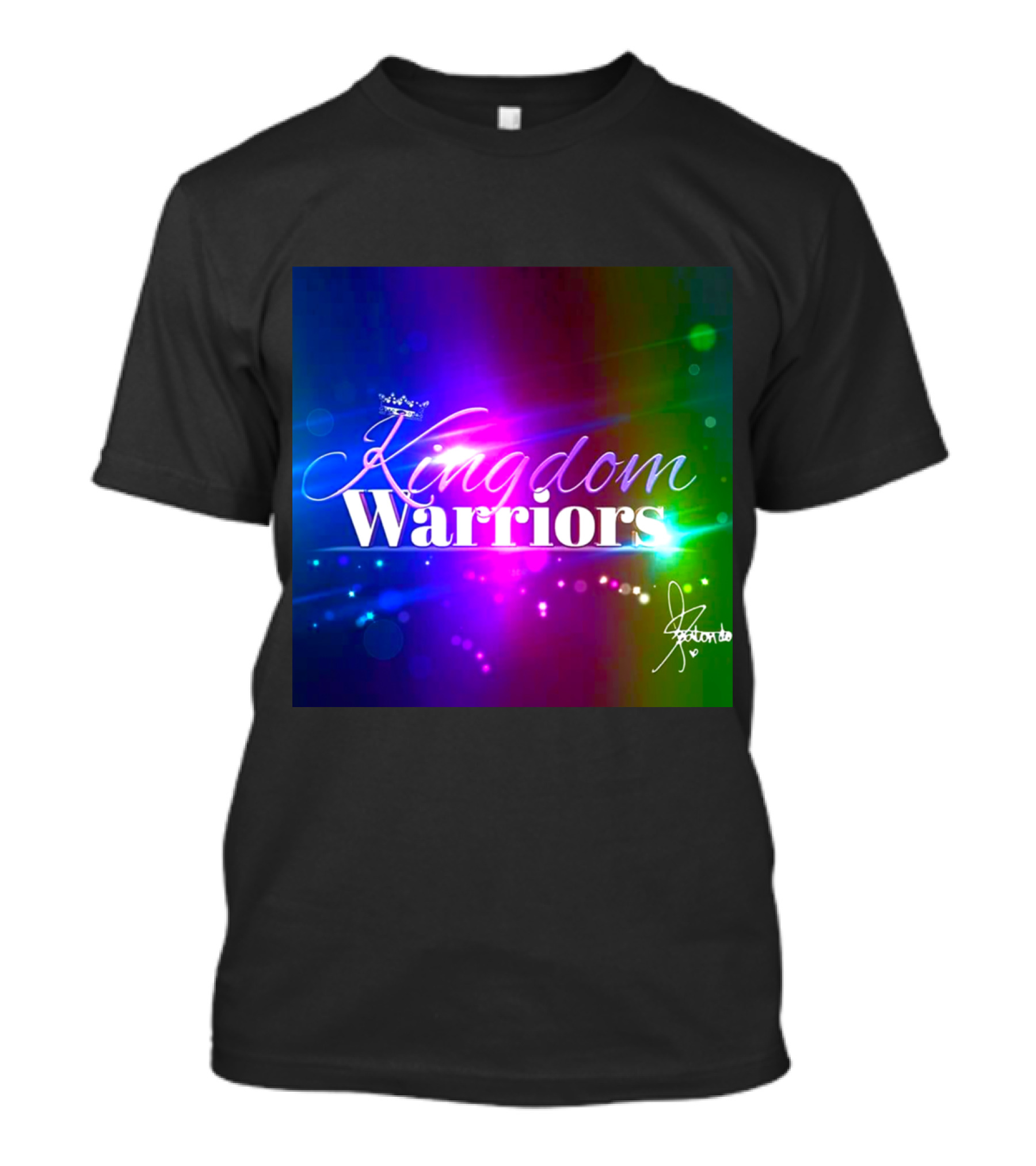 Kingdom Warriors With Crown And Signature In Vibrant Multicolor Light Burst T-Shirt