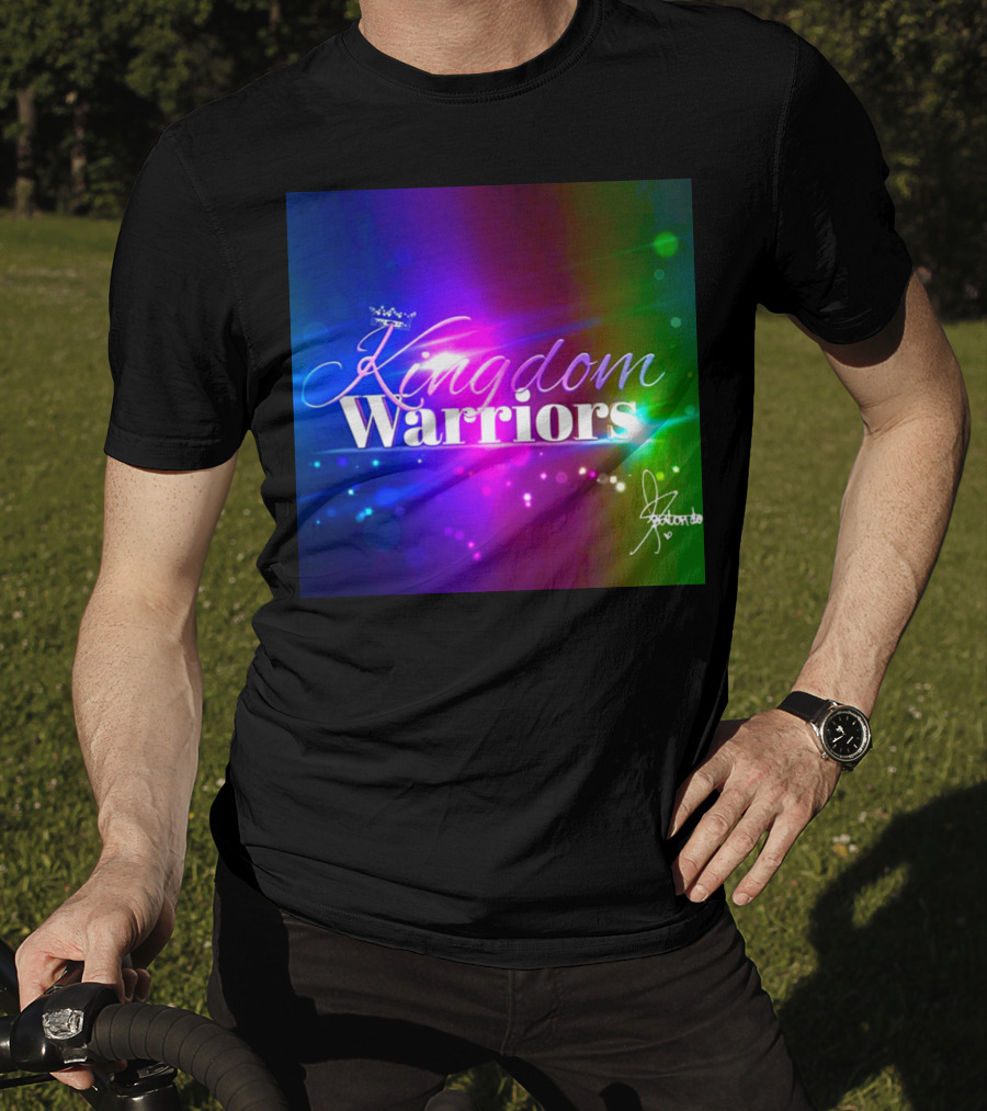 Kingdom Warriors With Crown And Signature In Vibrant Multicolor Light Burst T-Shirt