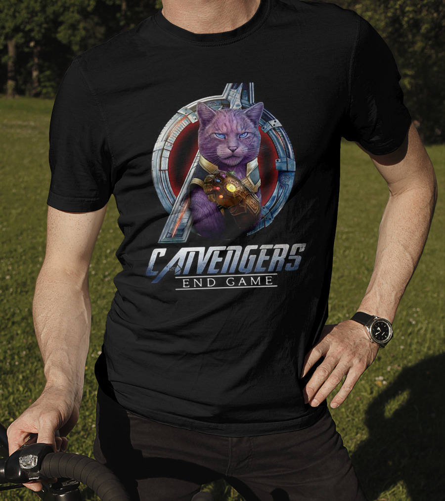 Catvengers End Game Infinity Gauntlet Purple Cat Avengers Iconic T-Shirt