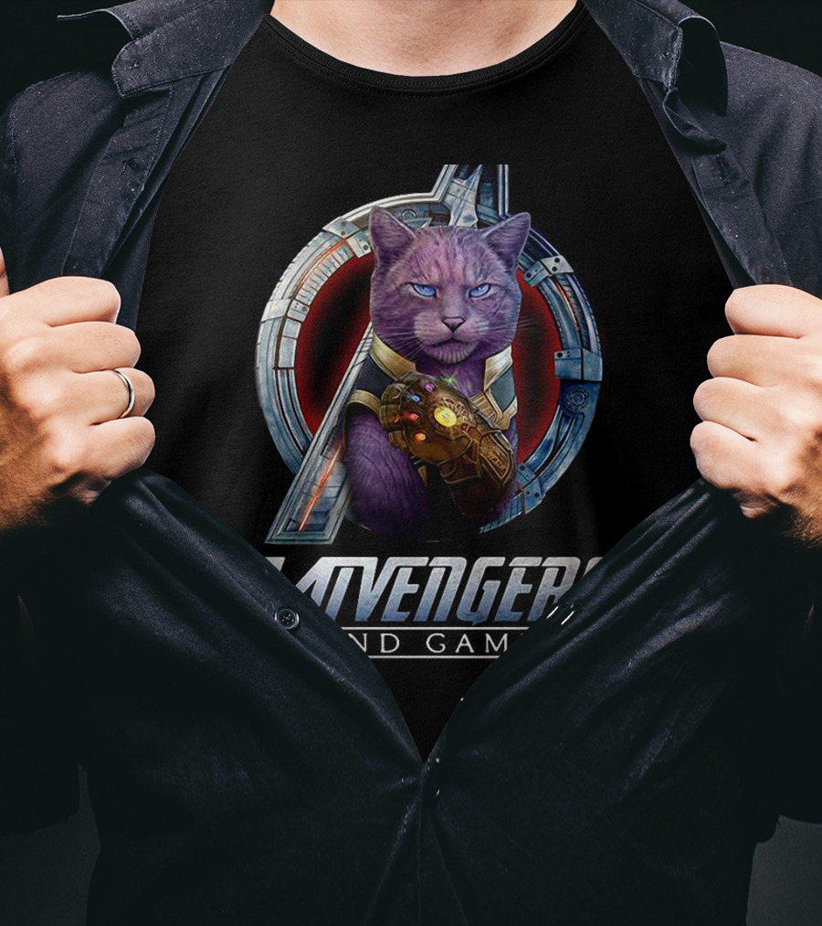 Catvengers End Game Infinity Gauntlet Purple Cat Avengers Iconic T-Shirt
