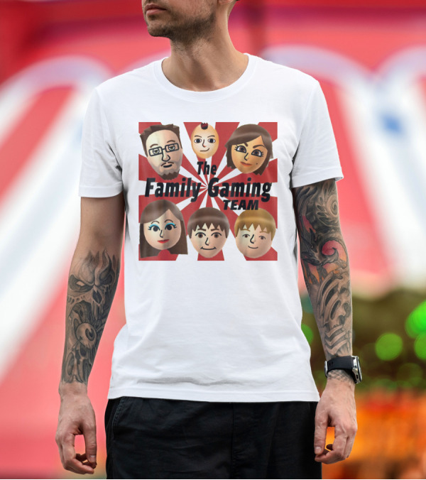 Premium T-Shirt: Family Gaming Team Characters with Text Burst T-Shirt Family Gaming Team Characters with Text Burst T-Shirt