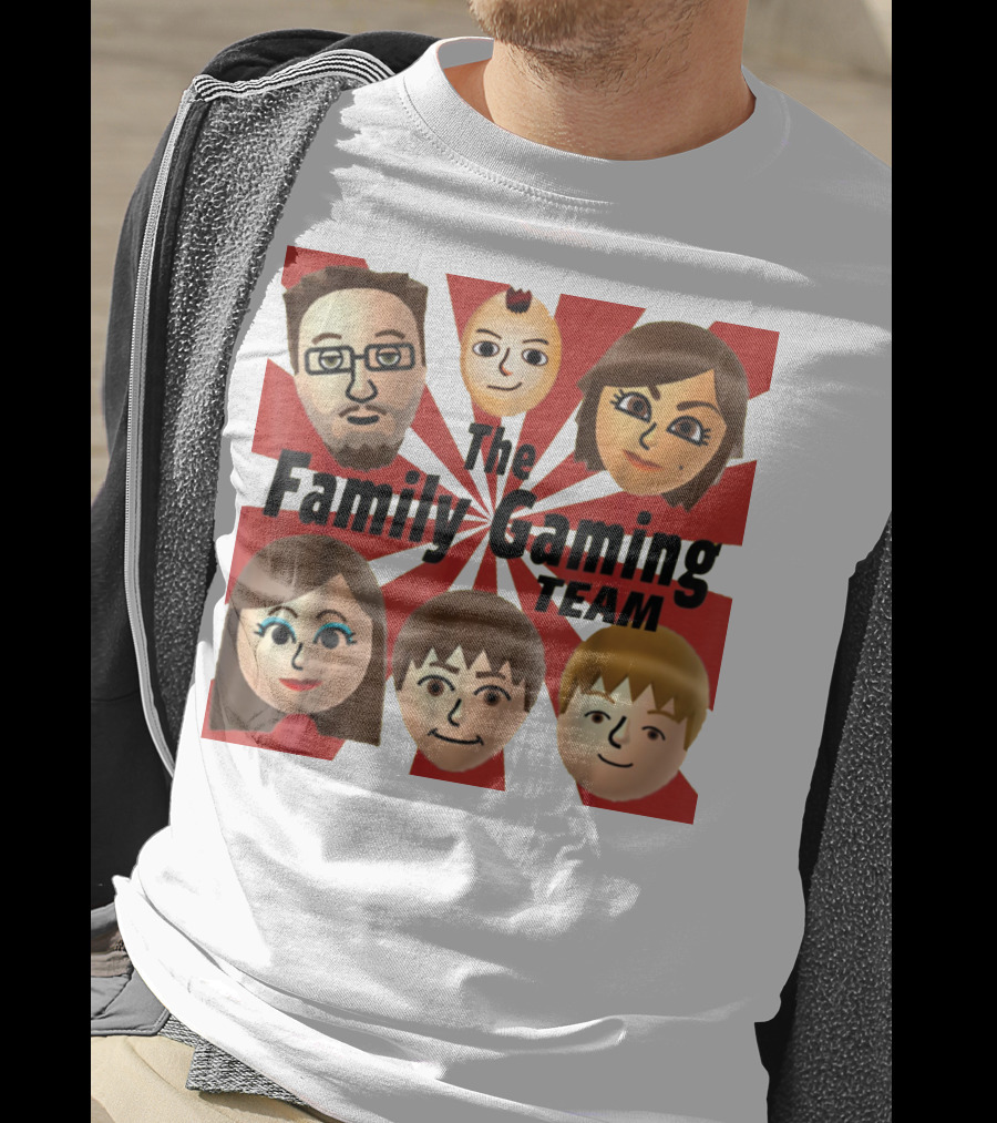 Family Gaming Team Characters With Text Burst T-Shirt