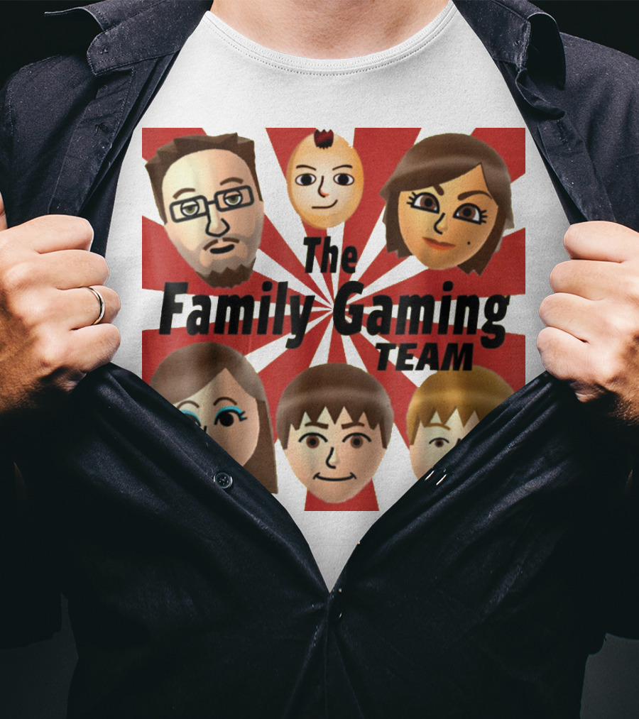 Family Gaming Team Characters With Text Burst T-Shirt