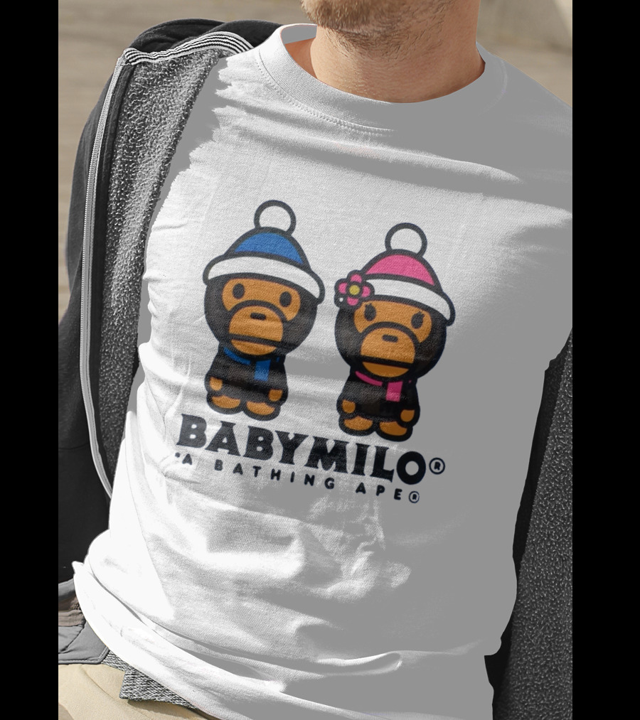 BABY MILO A BATHING APE Blue And Pink Winter Outfits T-Shirt