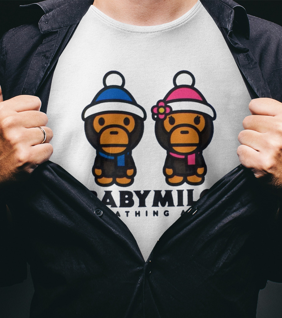 BABY MILO A BATHING APE Blue And Pink Winter Outfits T-Shirt