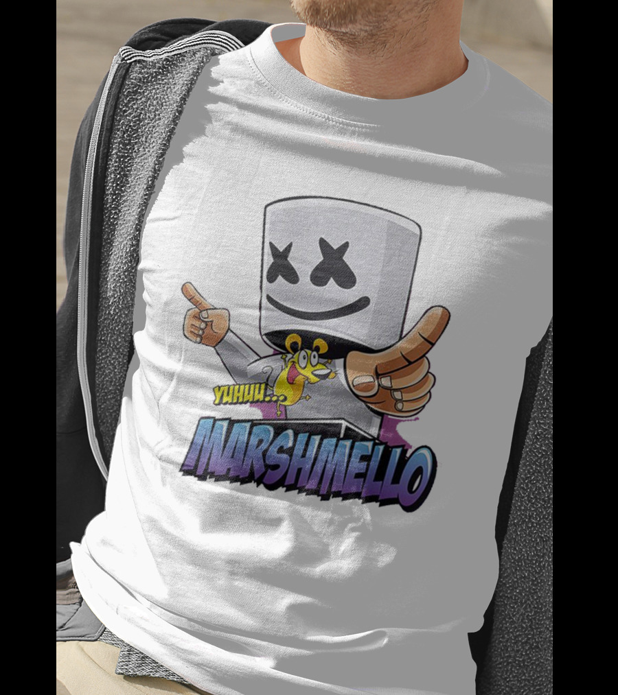 Marshmello Yuhuuu Cartoon Styled Short Sleeve T-Shirt