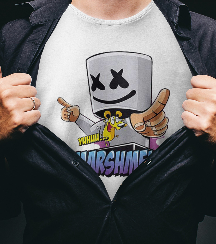 Marshmello Yuhuuu Cartoon Styled Short Sleeve T-Shirt