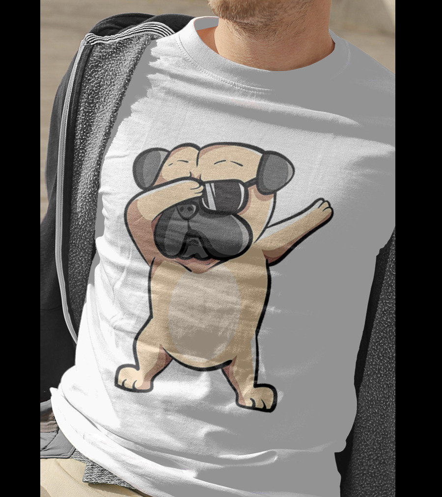 Cool Dabbing Pug With Sunglasses Cute Funny Dog Dab AZP T-Shirt