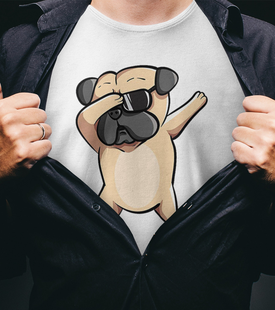 Cool Dabbing Pug With Sunglasses Cute Funny Dog Dab AZP T-Shirt