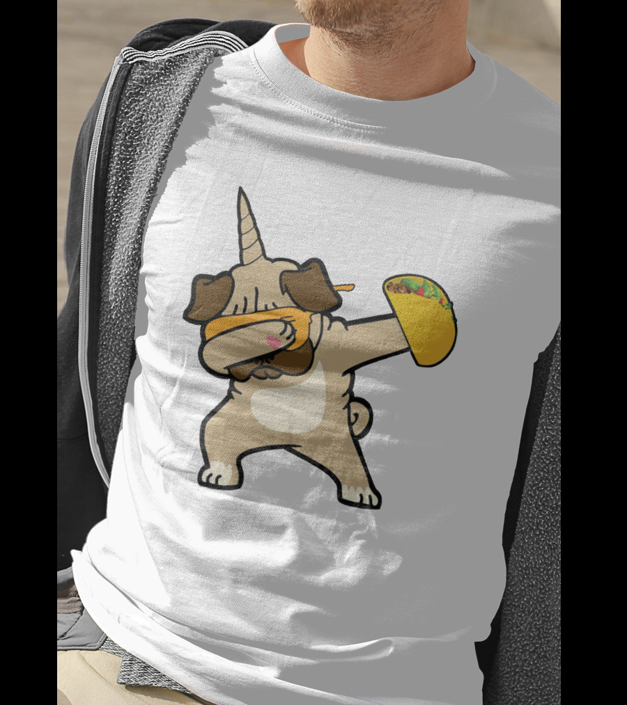 Dabbing Pugicorn With Taco Mexican Style Fun T-Shirt