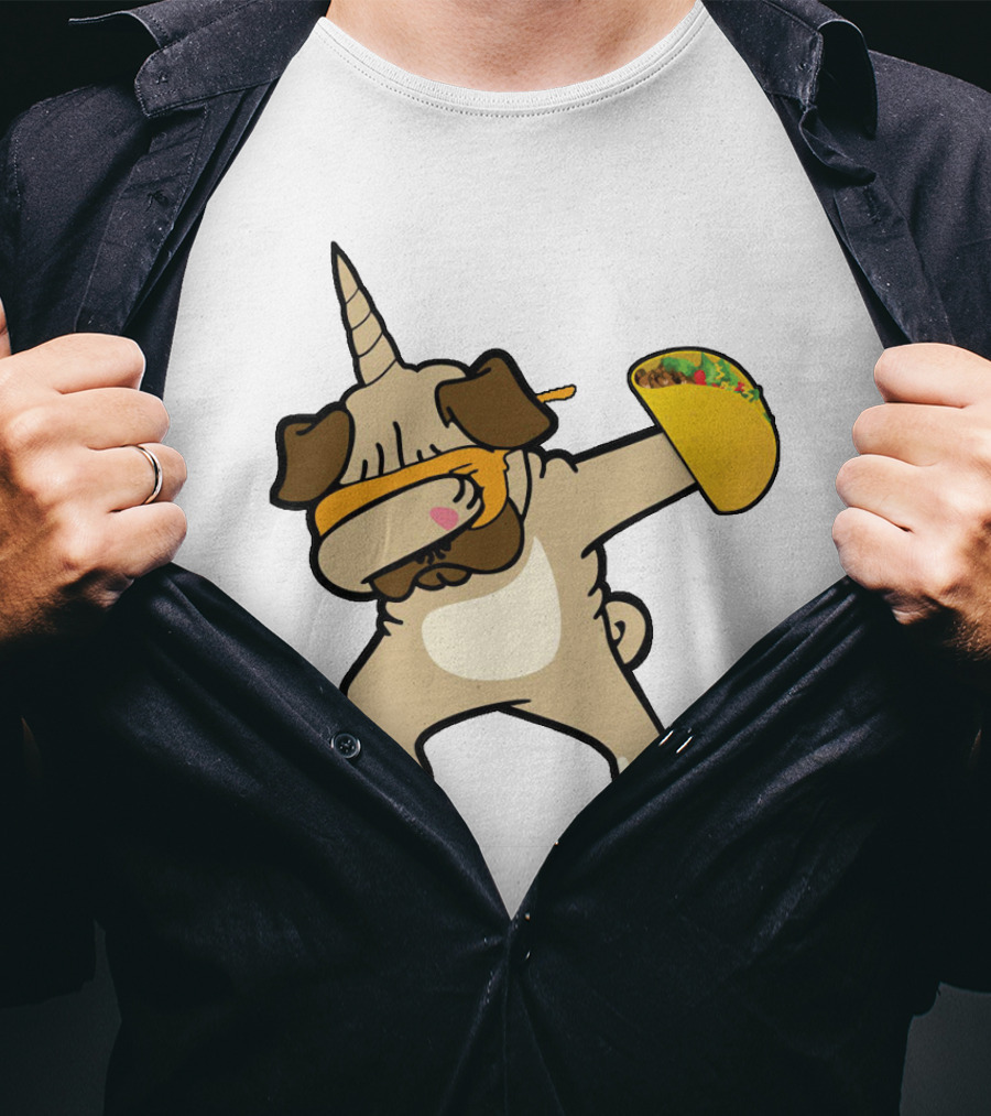 Dabbing Pugicorn With Taco Mexican Style Fun T-Shirt