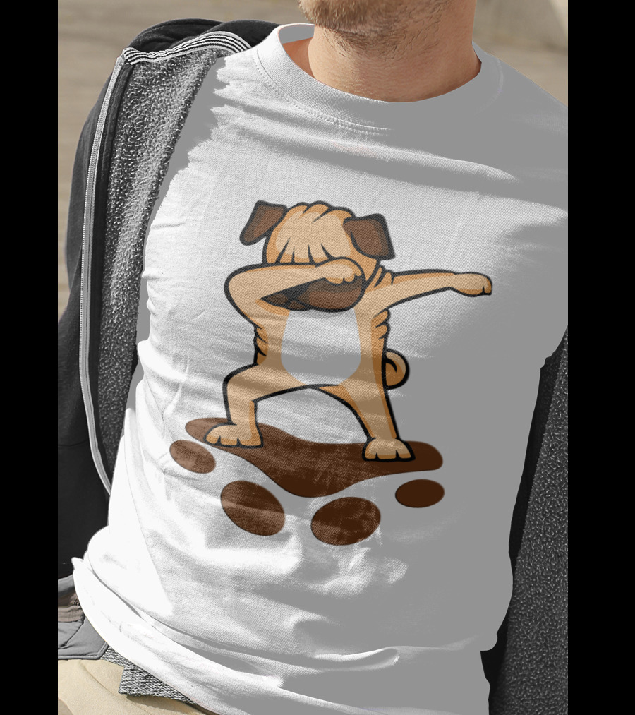 Dabbing Pug Dog With Paw Prints Funny Pug Owner T-Shirt
