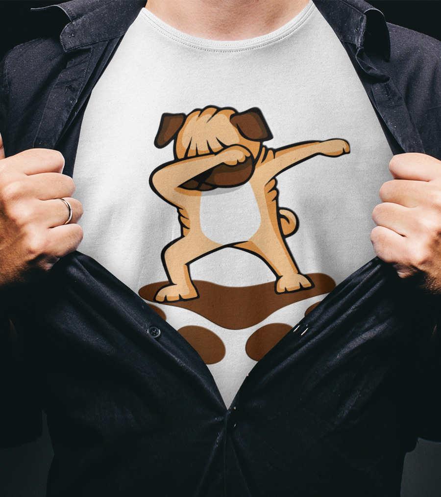 Dabbing Pug Dog With Paw Prints Funny Pug Owner T-Shirt