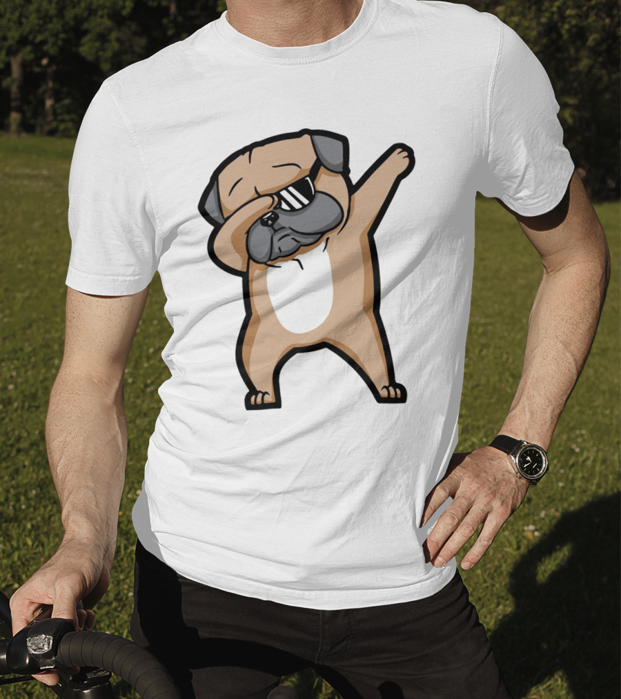 Dabbing Pug With Sunglasses Dance Pose Drawing T-Shirt