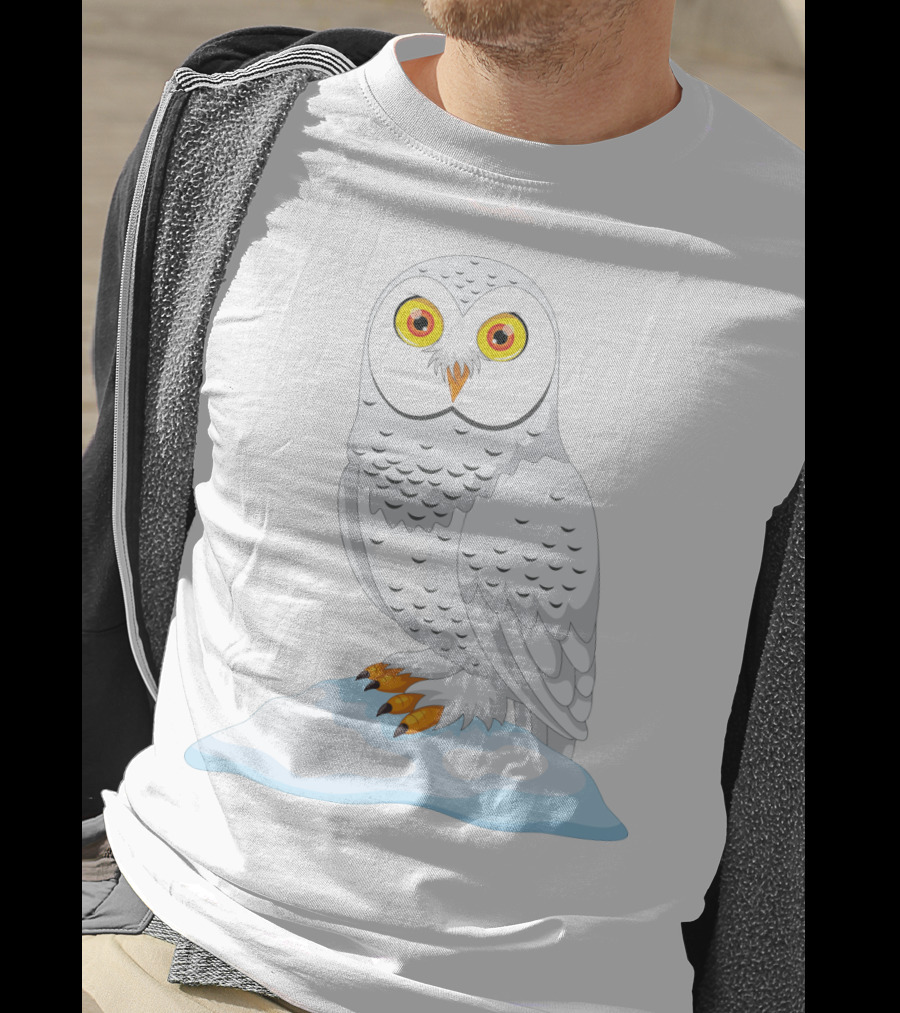 Cute Cartoon Arctic Owl Sitting On Snow T-Shirt