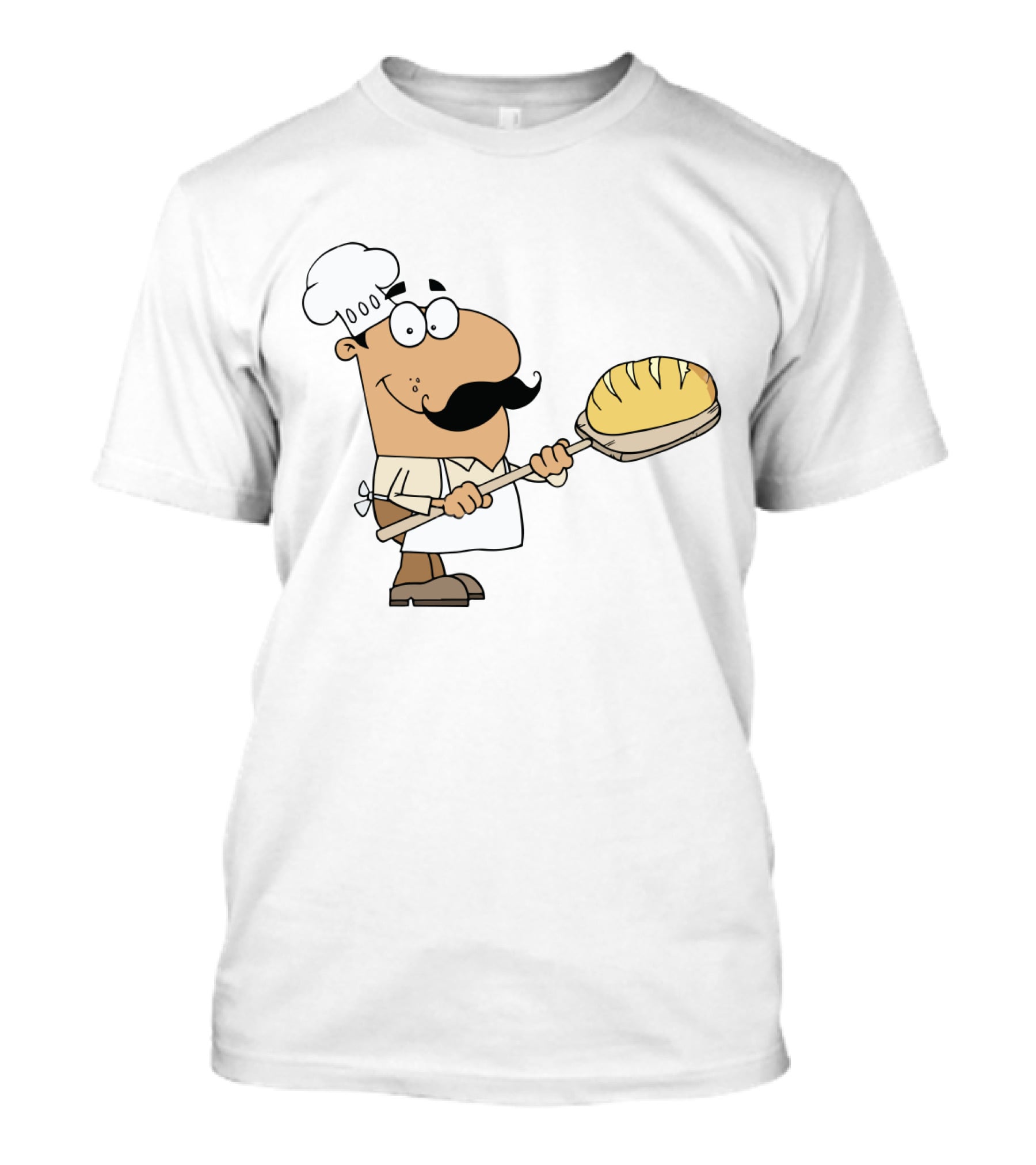 Hispanic Cartoon Bread Maker Man With Chef Hat And Loaf On Paddle T-Shirt